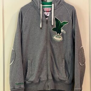 Mitchell & Ness Gray Kids Zip Hoodie with Green Eagle Patch